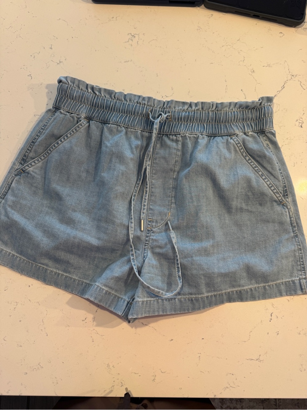 Veronica Beard Drawstring Denim Shorts